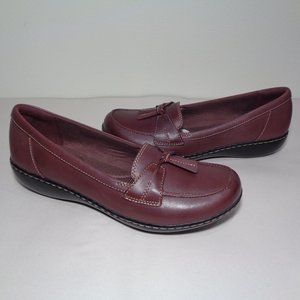 Clarks Size 5 M ASHLAND BUBBLE Burgundy Leather Loafers New Women's Shoes